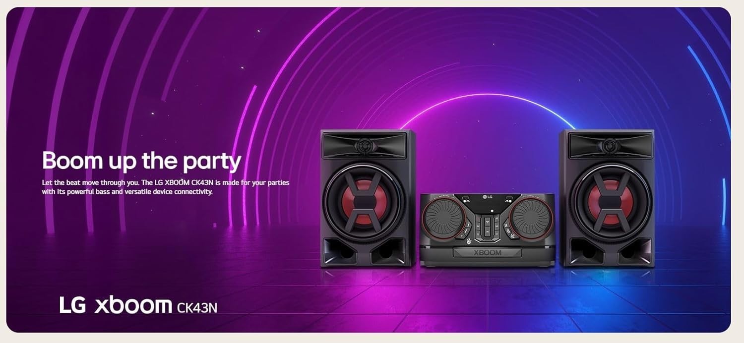 300W Bluetooth Party Hi-Fi System with Dual USB AUX & FM | LG XBOOM CK43N Black