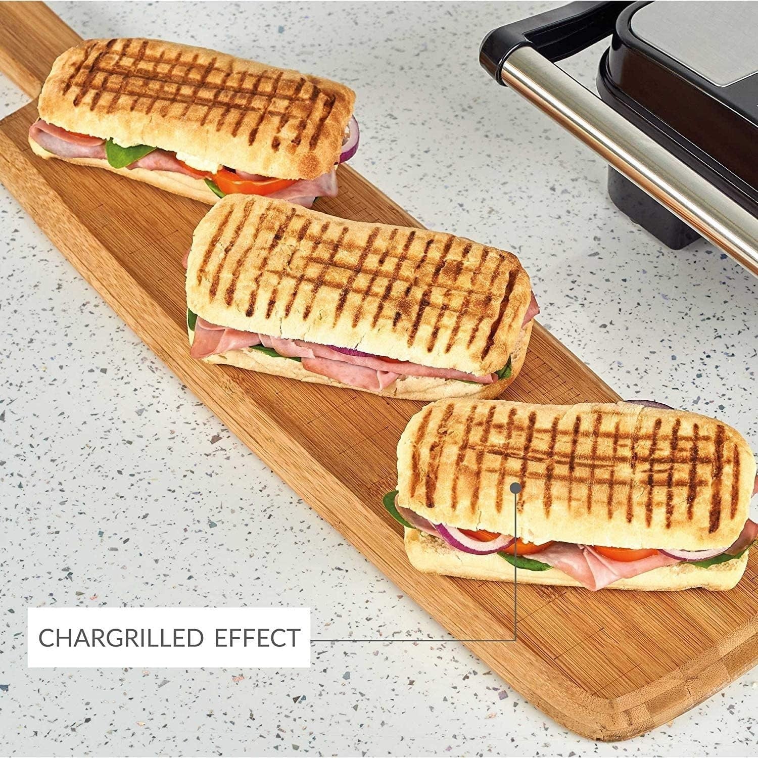 2000W Panini Press Grill 33cm Non Stick Plates Temp Control