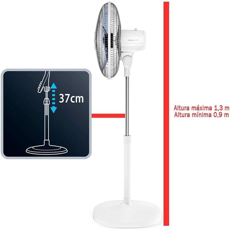 Quiet 3-Speed Standing Fan with Remote – Adjustable Height & Oscillation White