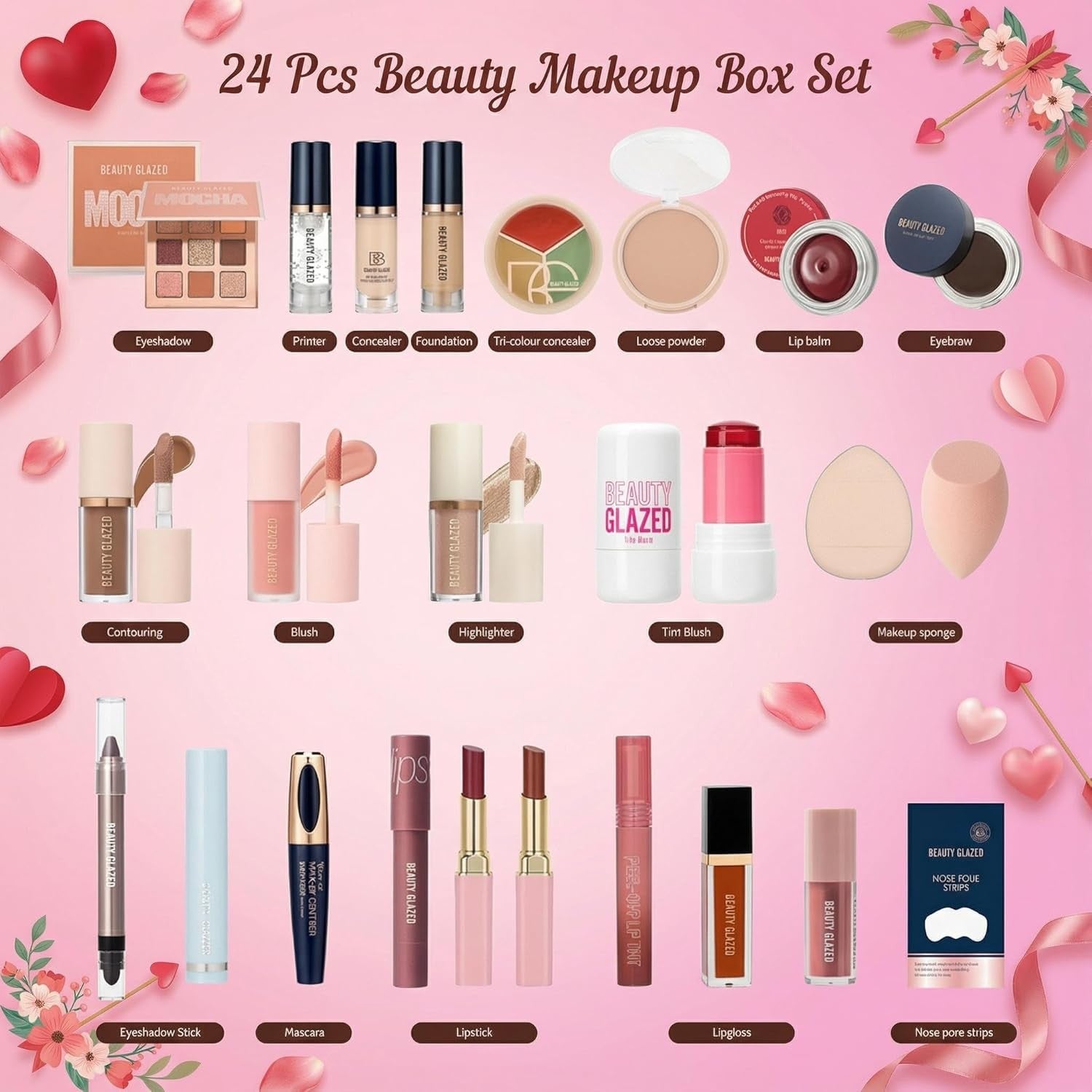 24 Piece Makeup Gift Set All In One Cosmetic Beauty Box Kit