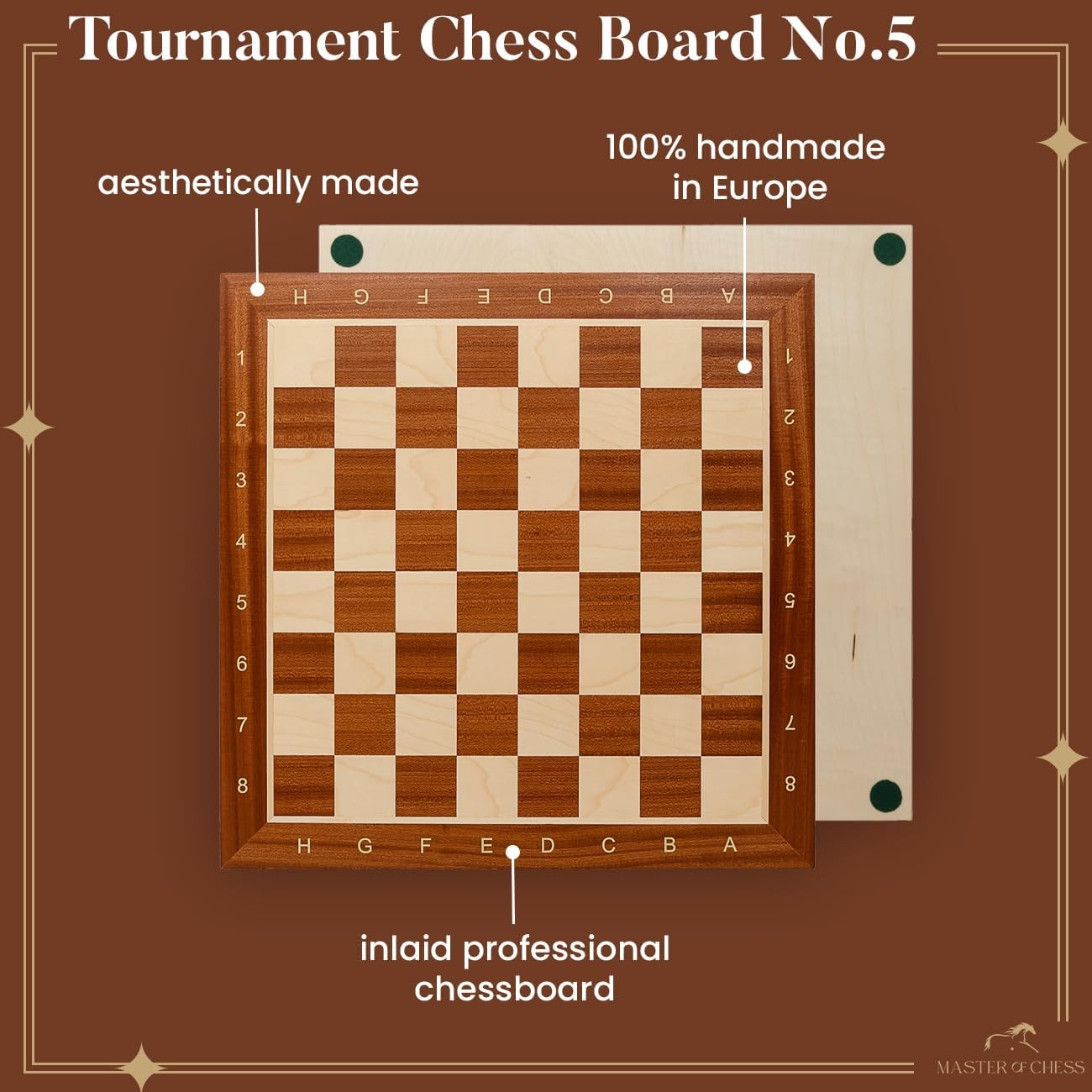 48cm Professional Wooden Chess Board Inlaid Mahogany Sycamore Tournament