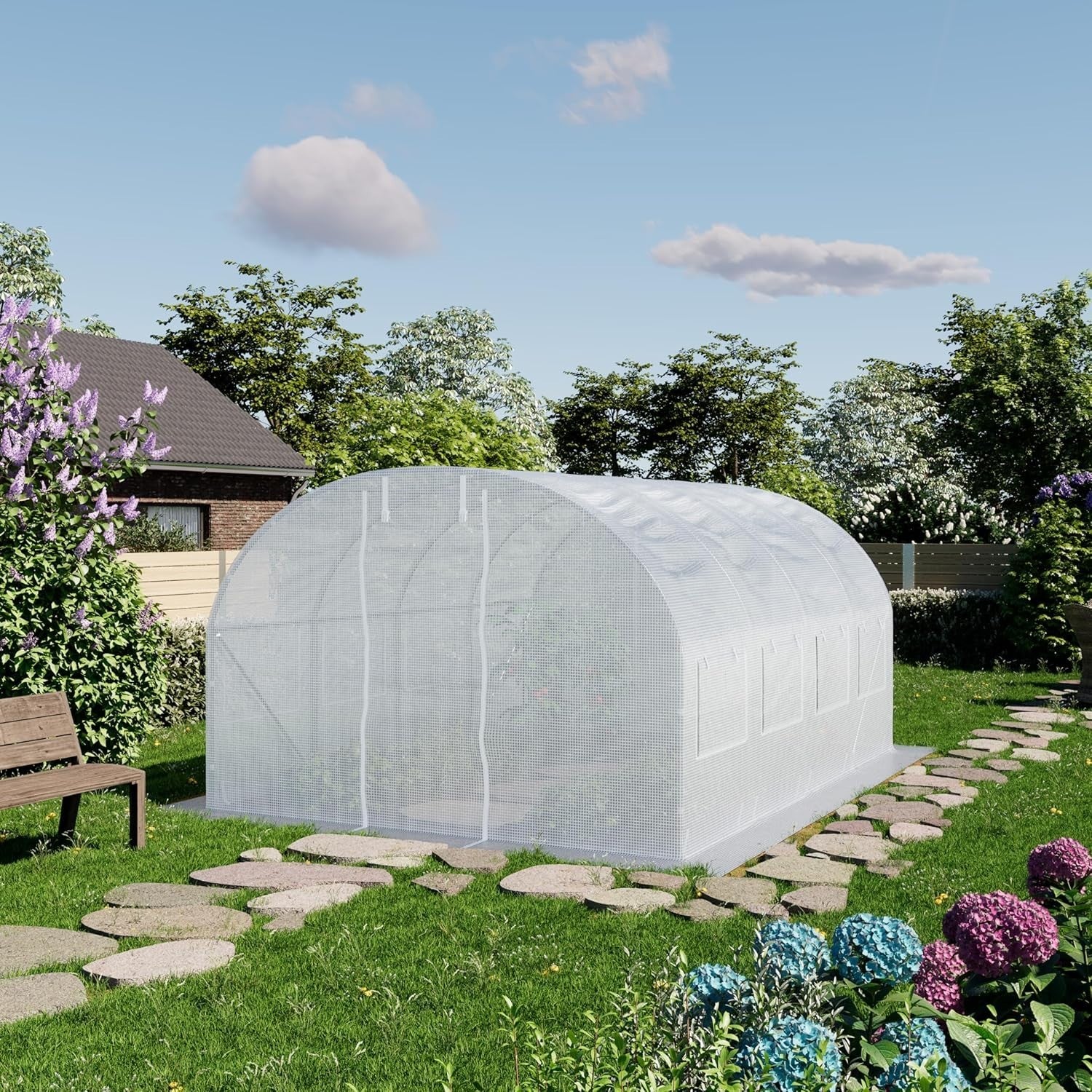 Heavy Duty 3×4m Polytunnel Greenhouse with Windows | Steel Frame | UV Resistant
