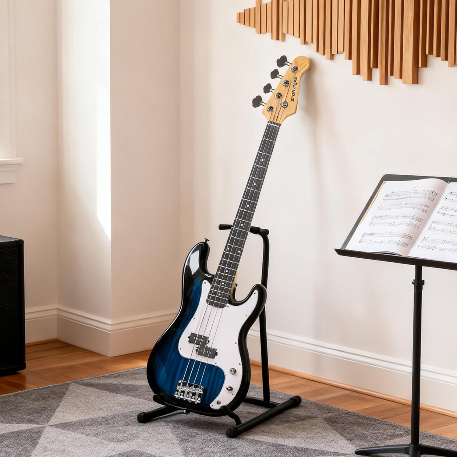 4 String Electric Bass Guitar Full Size Starter Kit w/ Amp Blue