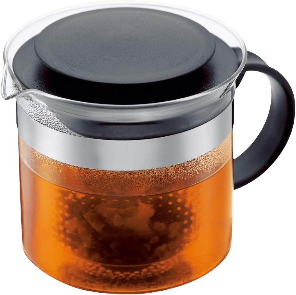 1.5L Glass Teapot with Filter 12 Cup Tea Pot Dishwasher Safe Black