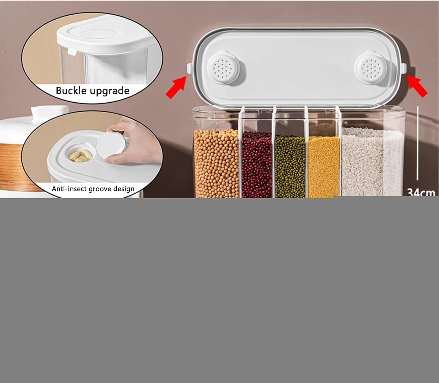 12L Wall Mounted Grain Dispenser Airtight Rice Storage Box