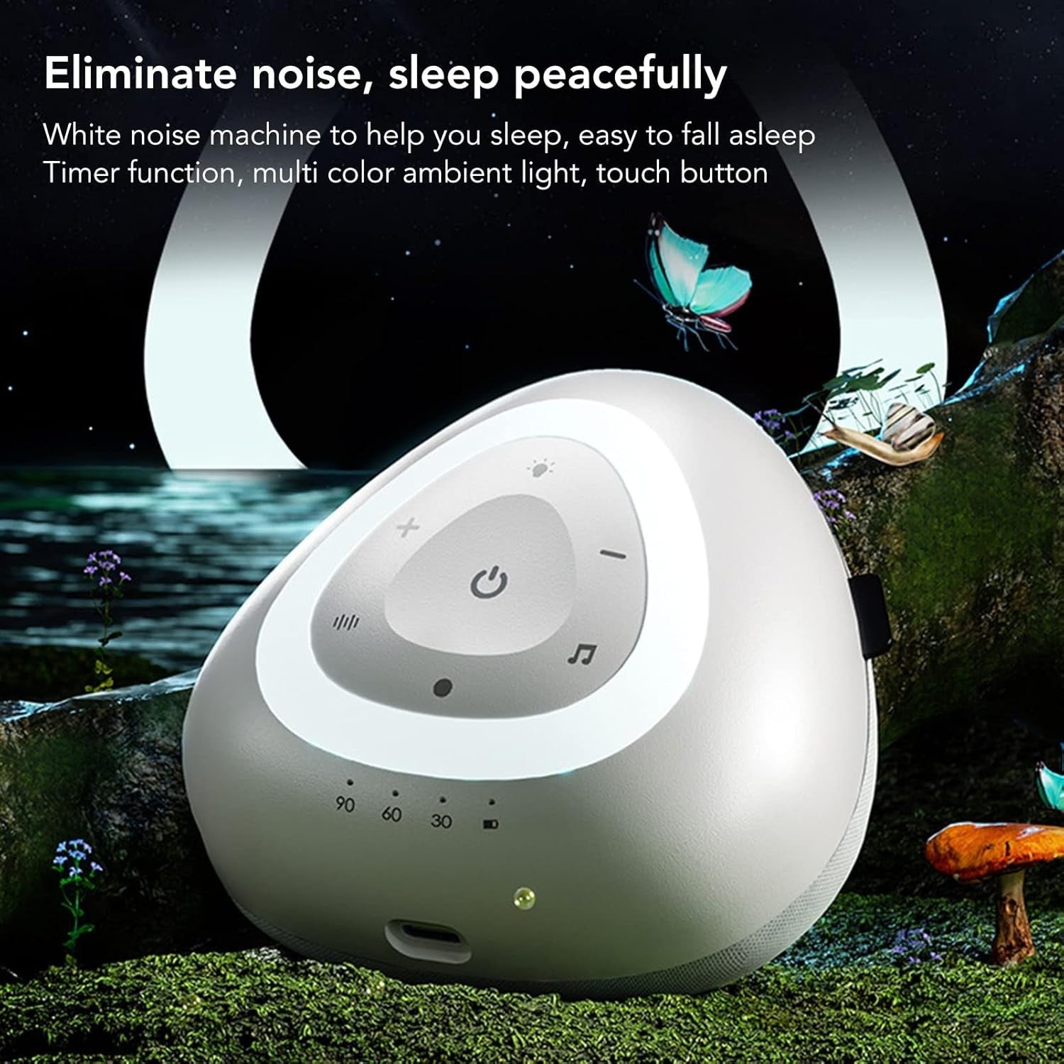 White Noise Sleep Machine with Night Light & Stress Relief Sounds