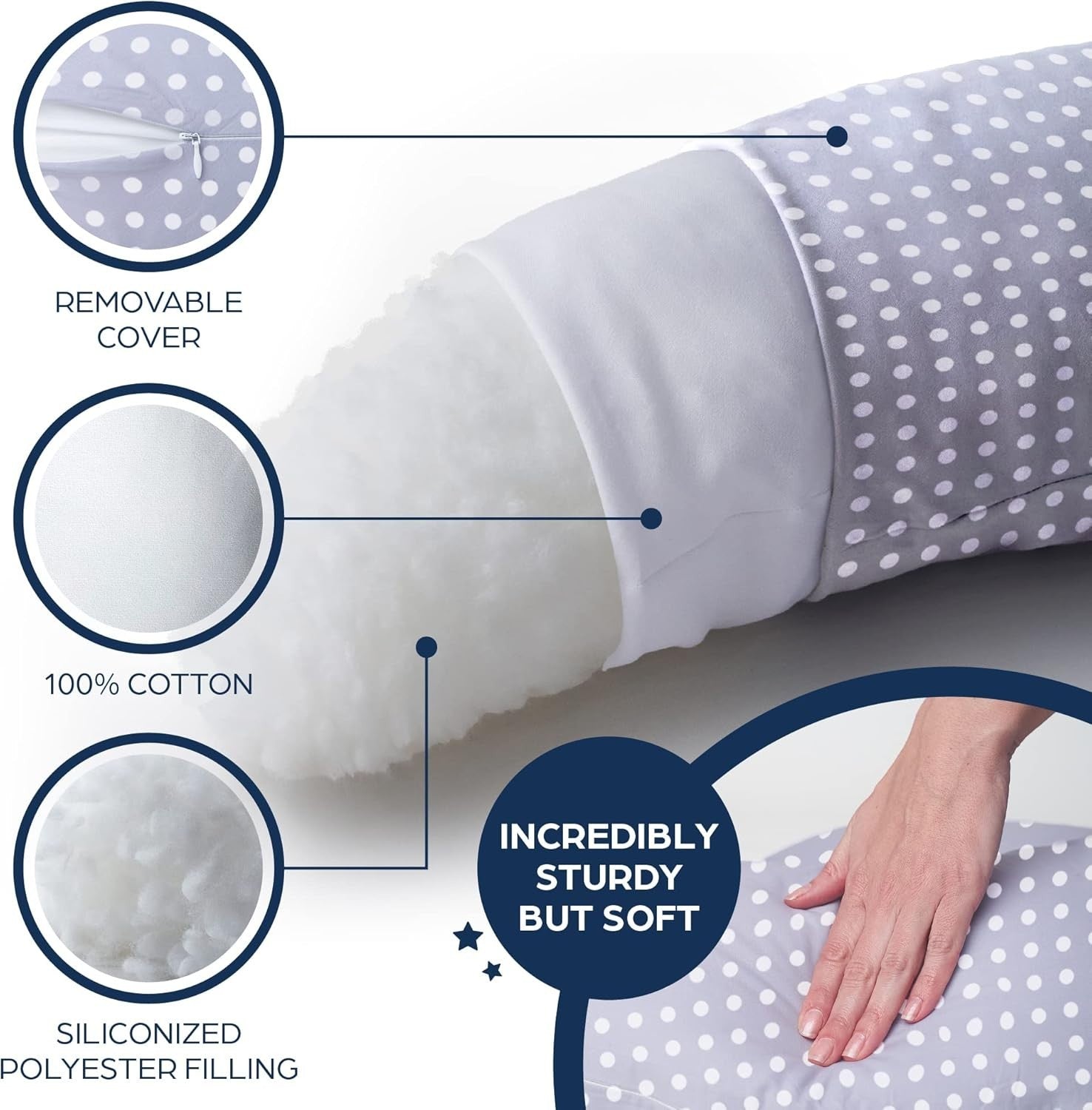 Luxury Pregnancy Pillow XXL U-Shape Maternity Body Support 100% Cotton