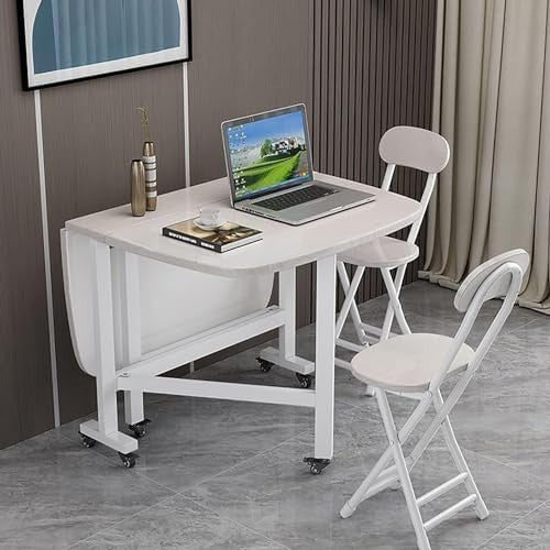 White Extendable Folding Dining Table with Butterfly Leaf 100x60cm
