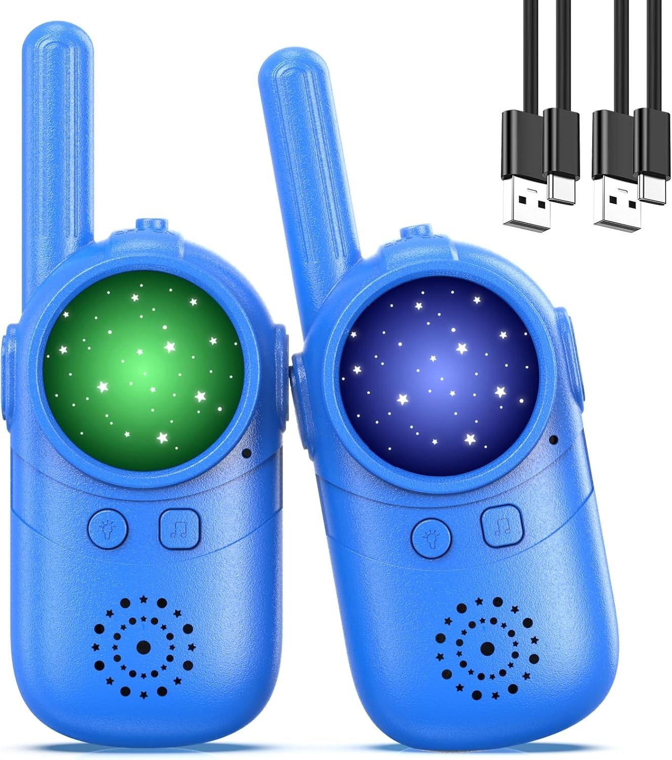 Kids Rechargeable Walkie Talkies 2 Pack Long Range Toddler Toy Blue