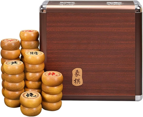 Luxury Sandalwood Xiangqi Chess Set Leather Travel Board