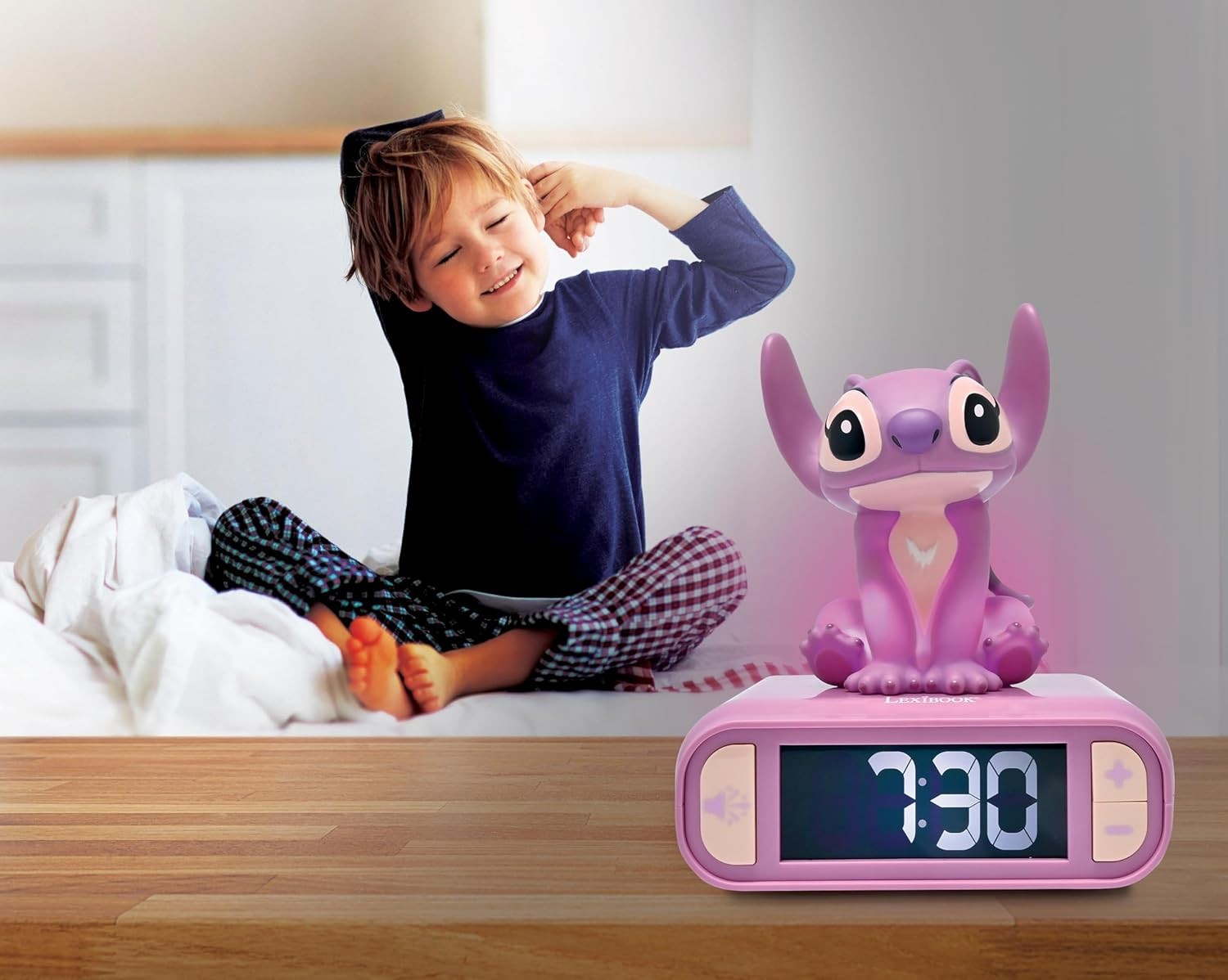 Kids Alarm Clock Night Light LED Display Snooze Sounds Cute Bedroom Gift