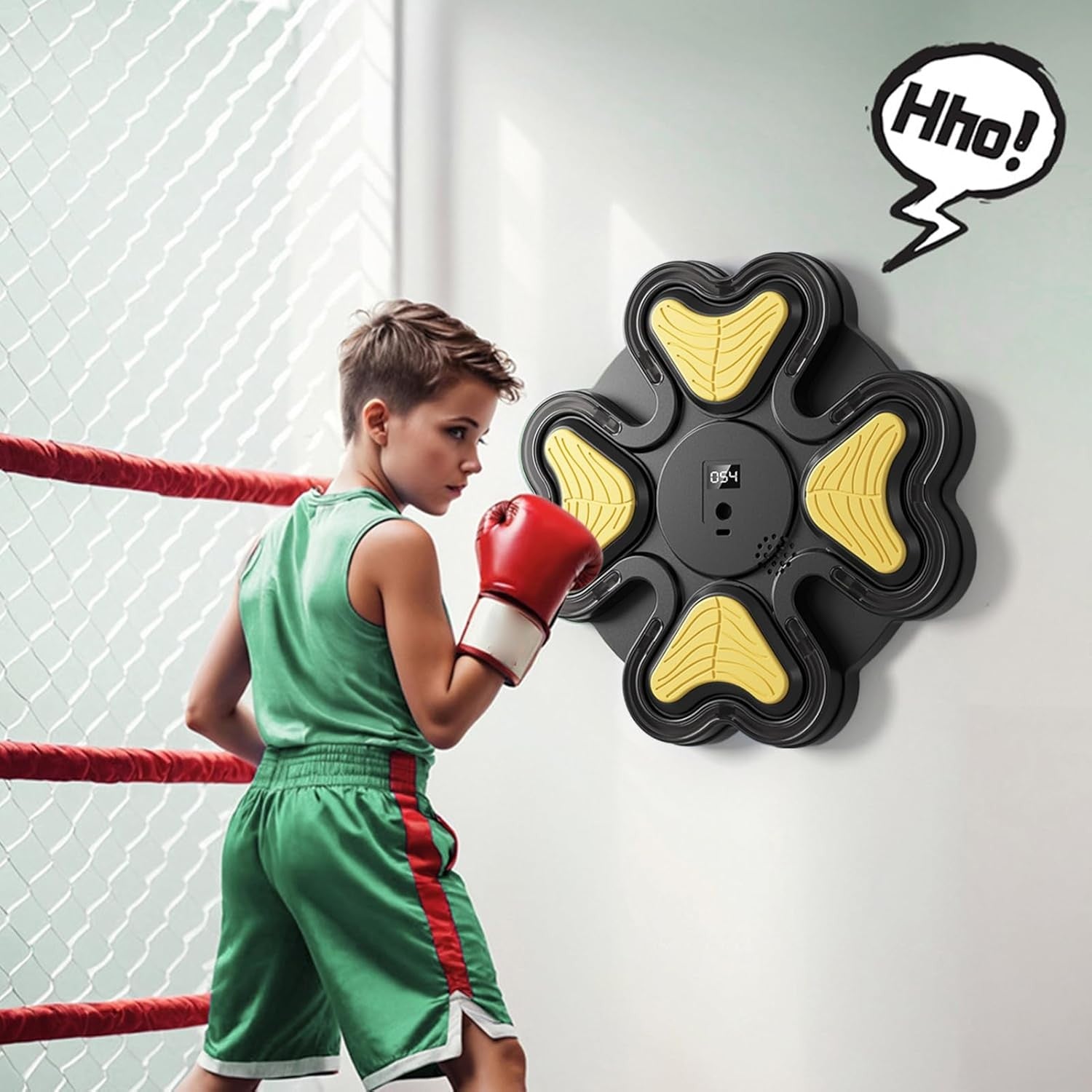 Wall Boxing Machine Black Yellow Punch Trainer Home Gym Reaction Target