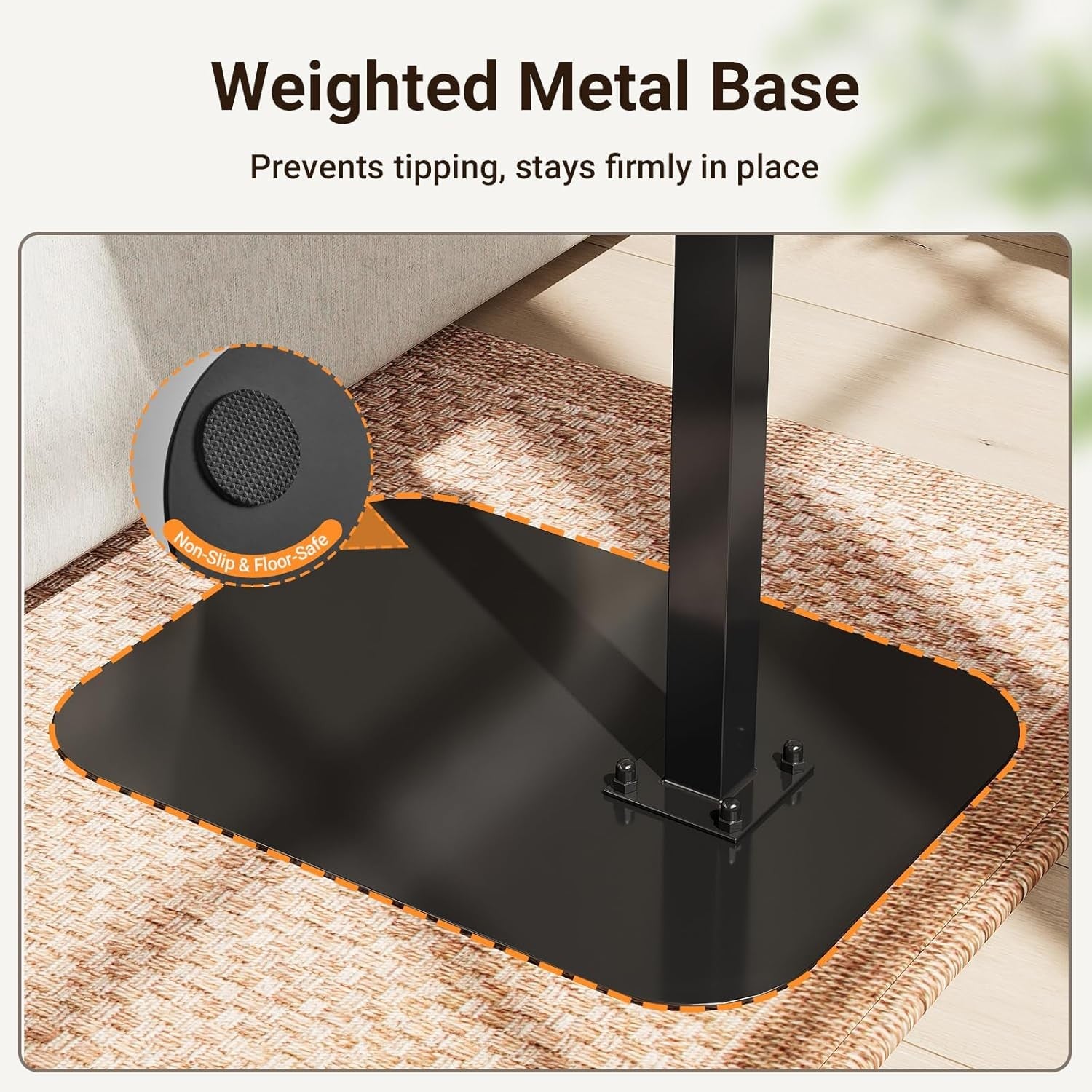 Height Adjustable C Shaped Side Table 360° Swivel Sofa Laptop Desk Black