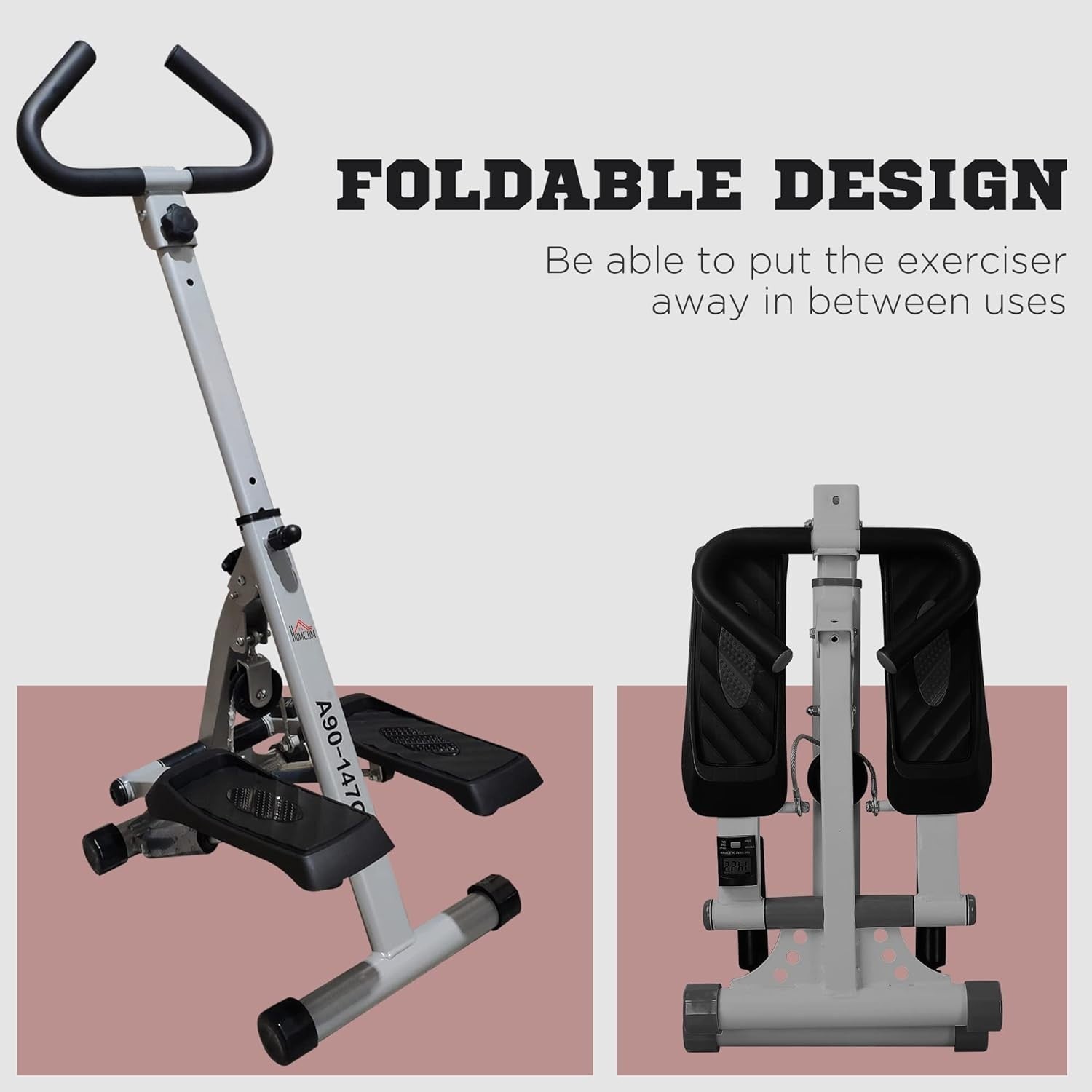 Stepper Machine w/ Handle & LCD Monitor for Home Fitness Aerobic Exercise Grey