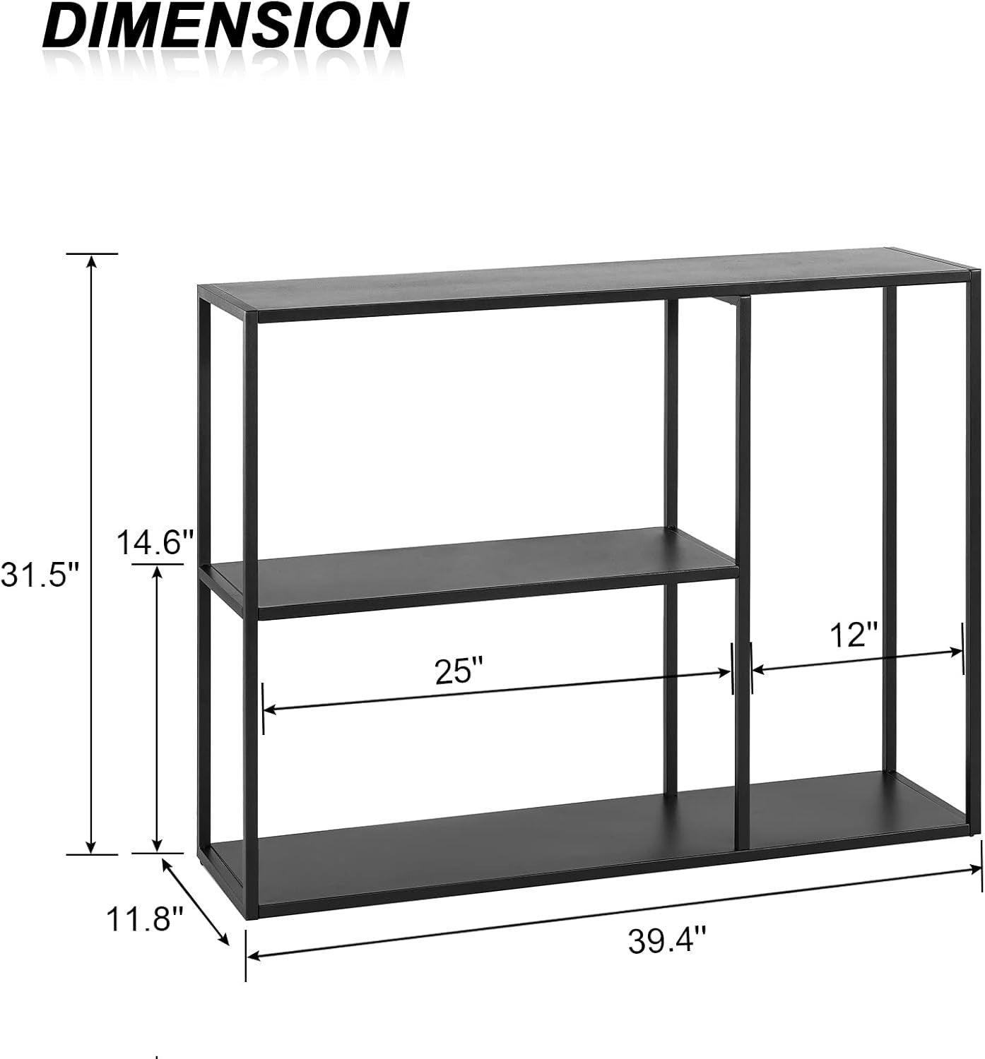 Metal Console Table with 3 Shelves – Space-Saving, Durable, Multi-Use Entryway O