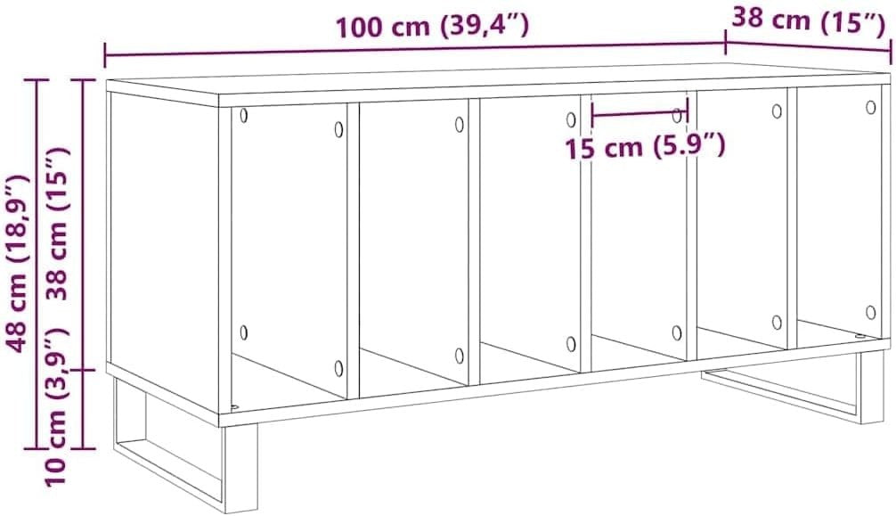 Rustic Solid Wood Media Storage Cabinet with 5 Shelves – Durable & Stylish