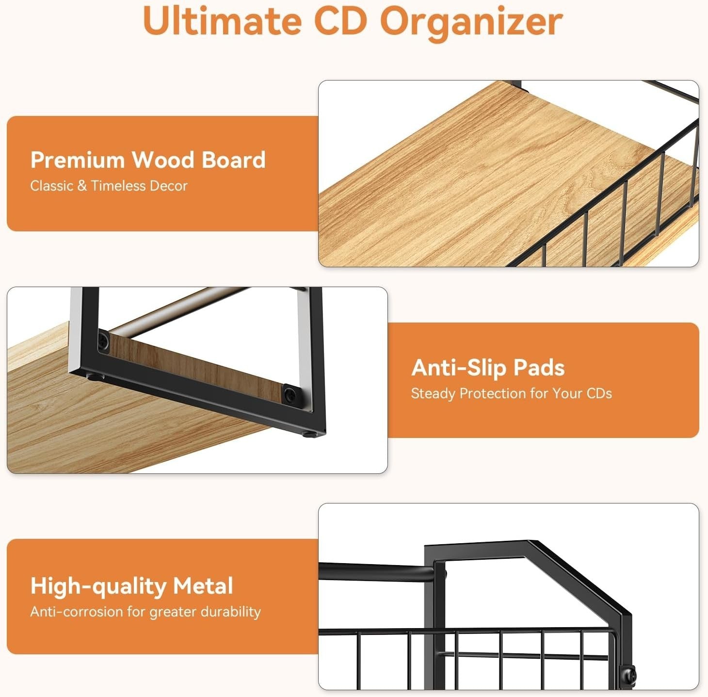 56 CD Vinyl Record Storage Rack 2 Tier Desktop Display Organizer Shelf