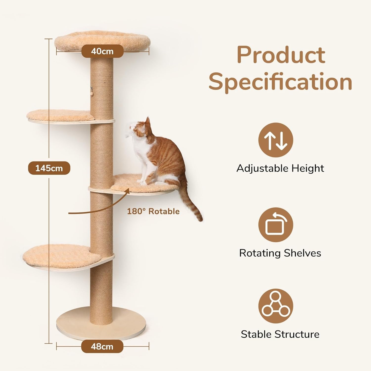 5 Level Cat Scratching Post Tower Plush Bed Window Climbing Tree Indoor
