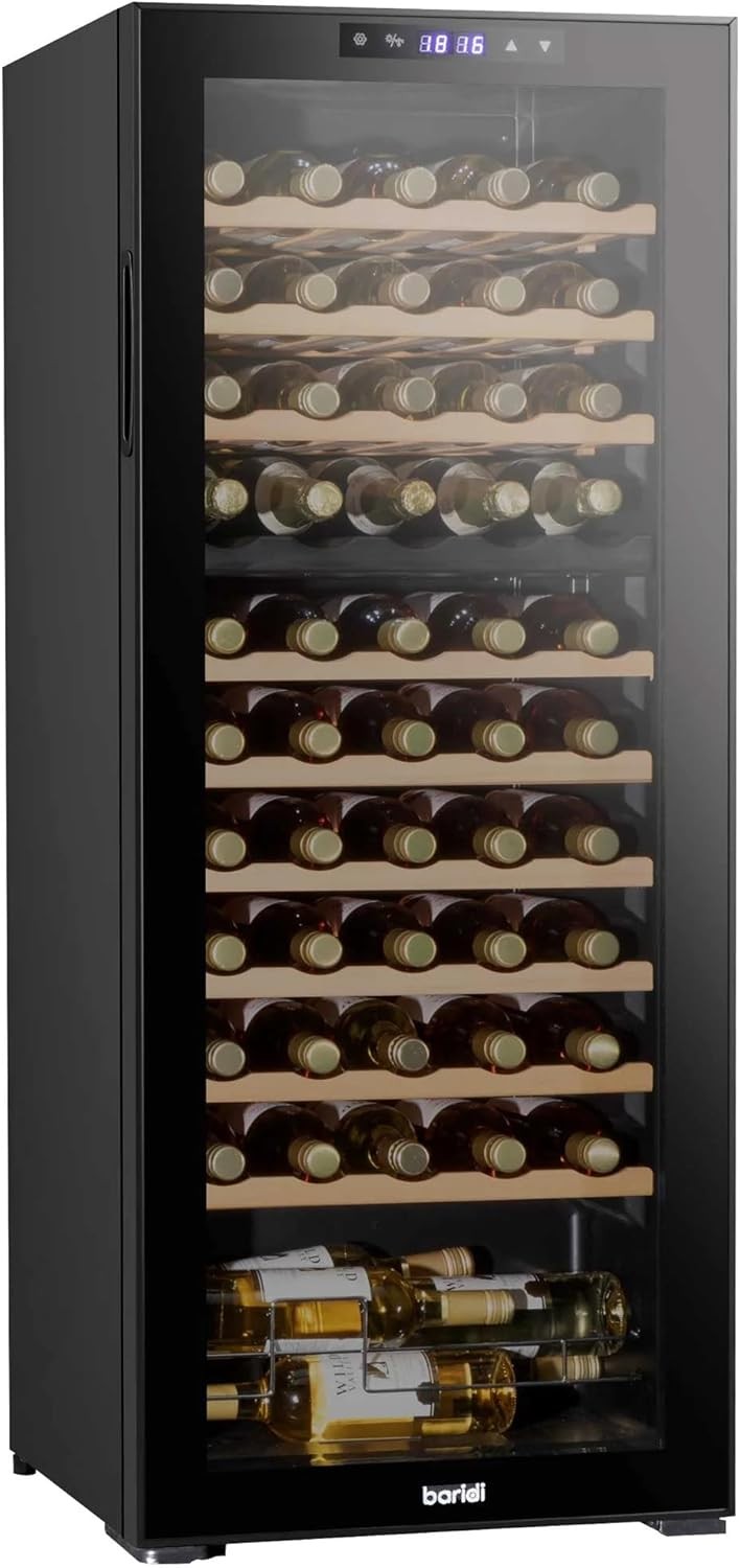 55 Bottle Dual Zone Wine Cooler Fridge Touch Screen LED Glass Door Black