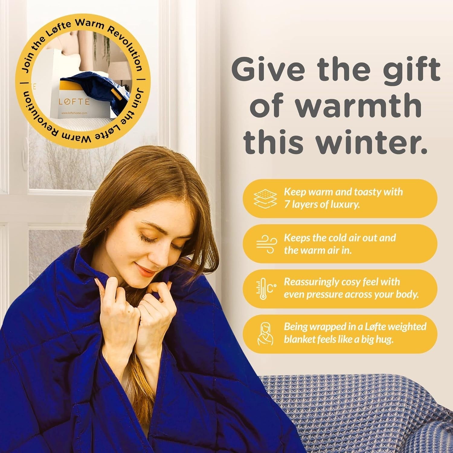 6.8kg Weighted Blanket Blue Cotton for Anxiety Relief & Better Sleep