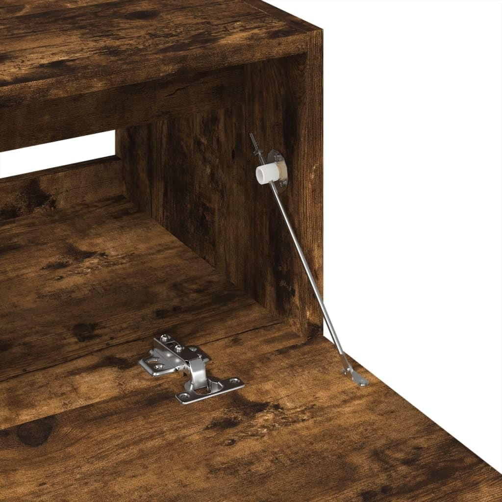 Smoked Oak Bathroom Sink Cabinet 59x37x59cm Modern Under Sink Storage Unit