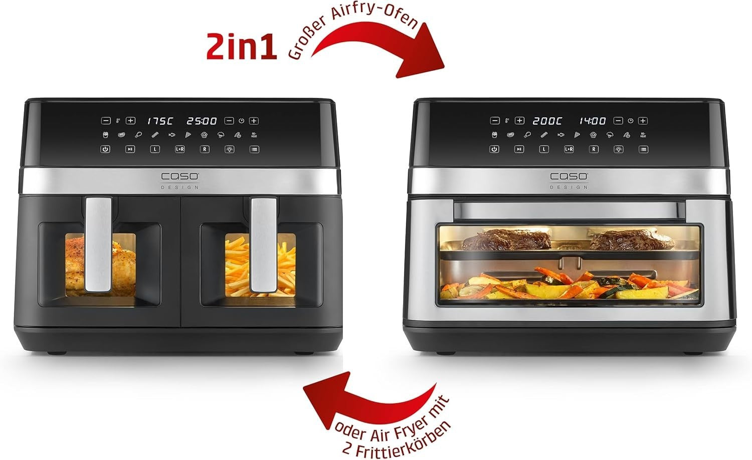 Dual Air Fryer & Mini Oven 14L | Twin 5.5L Baskets | 10 Presets | Fast Cooking