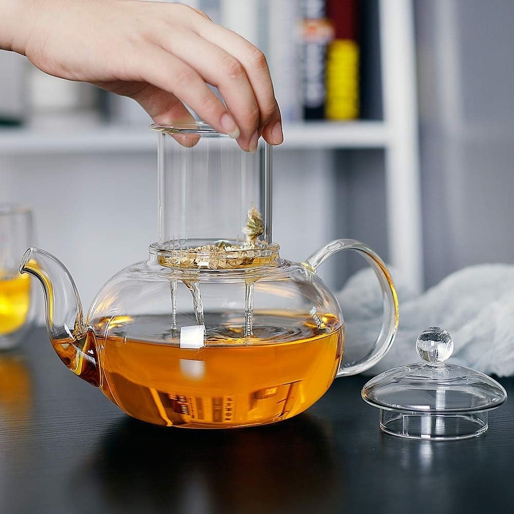 Glass Teapot 1000ml Stovetop Safe Tea Maker with Removable Infuser