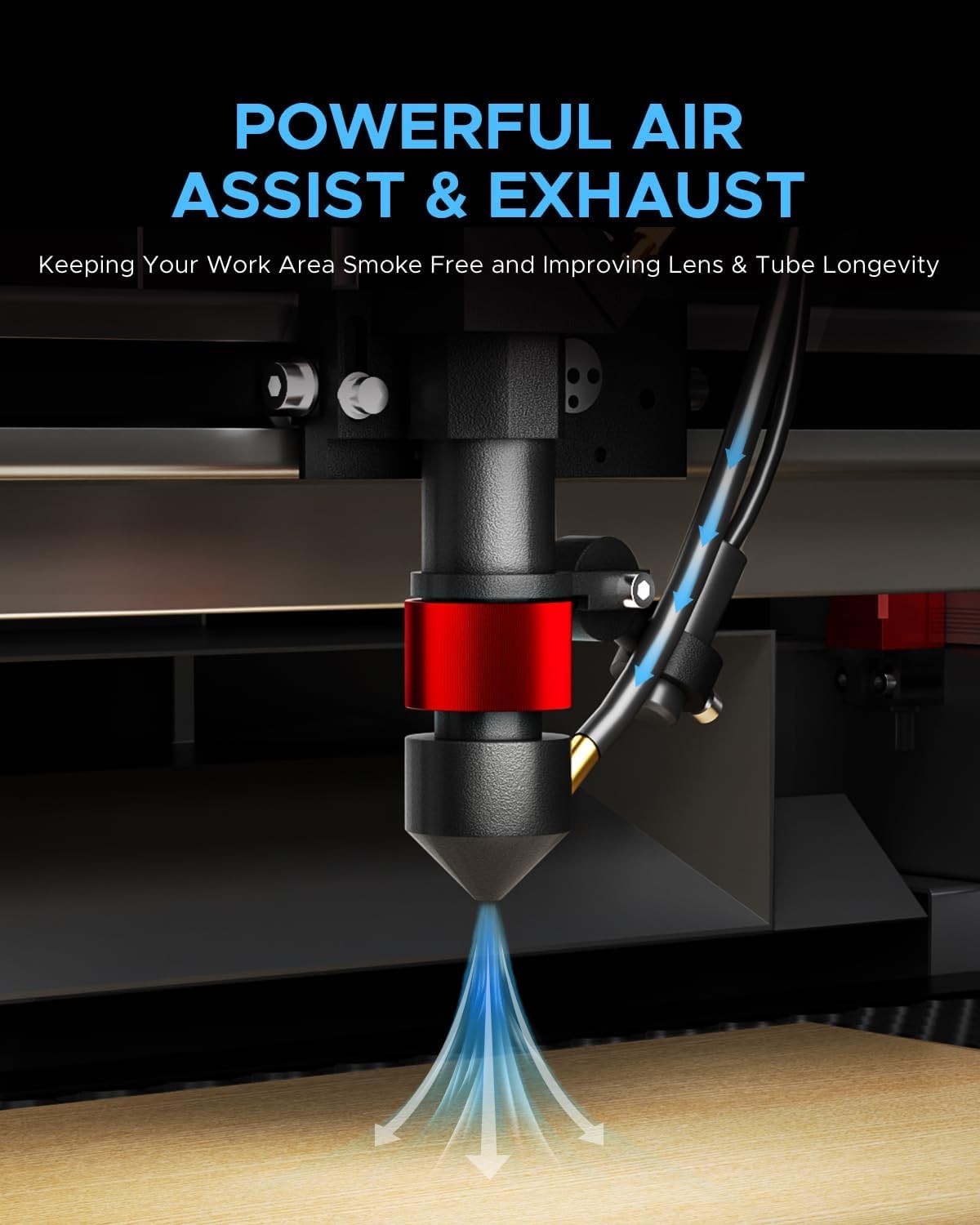 40W CO2 Laser Engraver Desktop 200x300mm Air Assist Wood Glass DIY