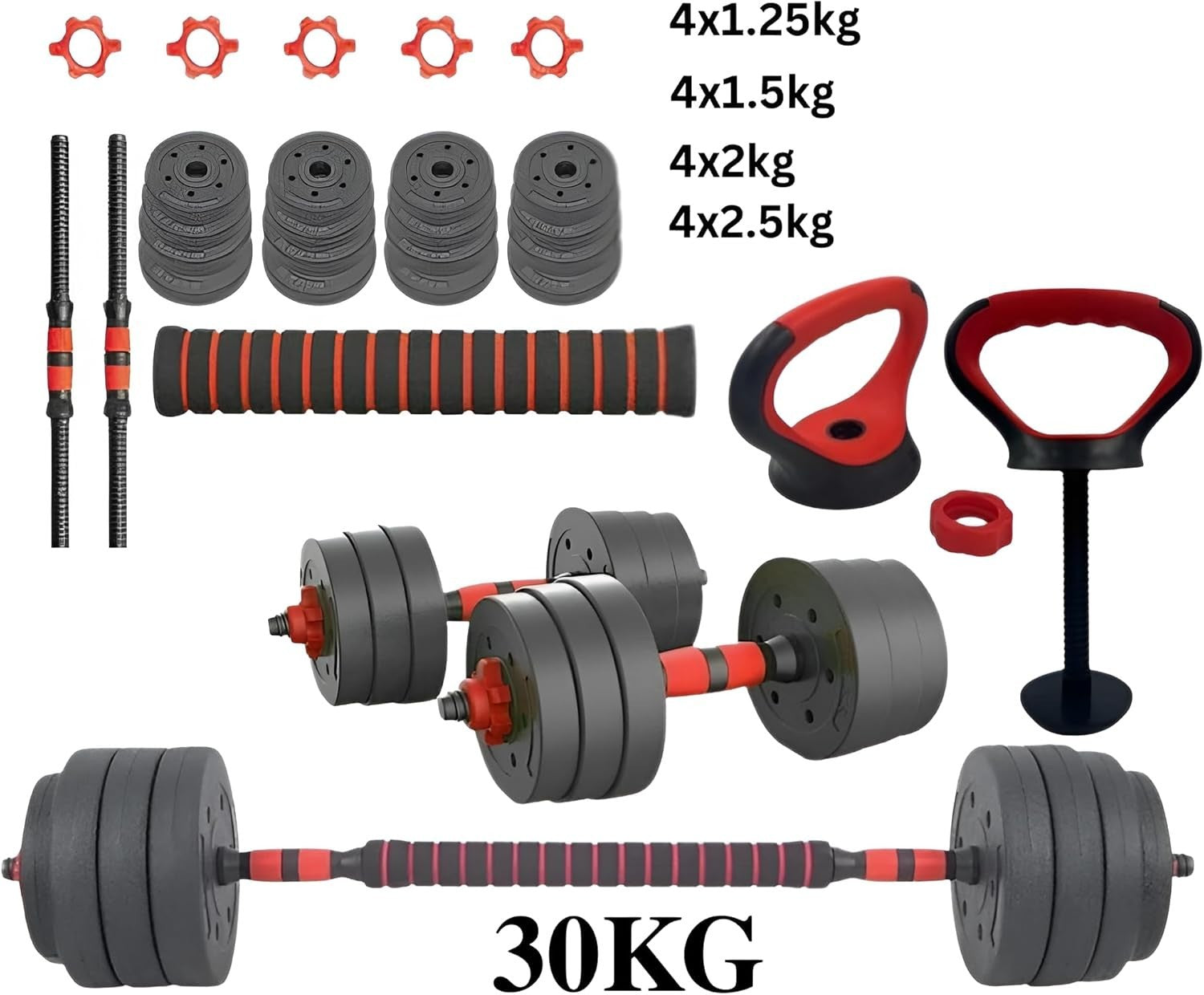 Adjustable Dumbbell Barbell Set 15–30KG Home Gym Free Weights