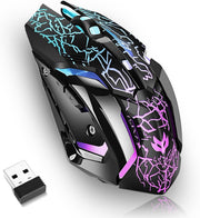 Wireless Gaming Mouse RGB Rechargeable 1600 DPI 6 Silent Buttons