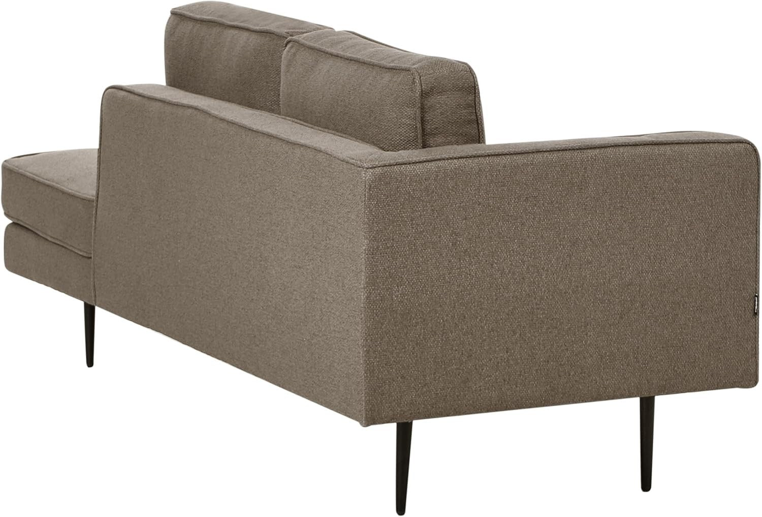 Brown Chaise Lounge Sofa Left-Hand | Bolster Cushion Modern Metal Legs