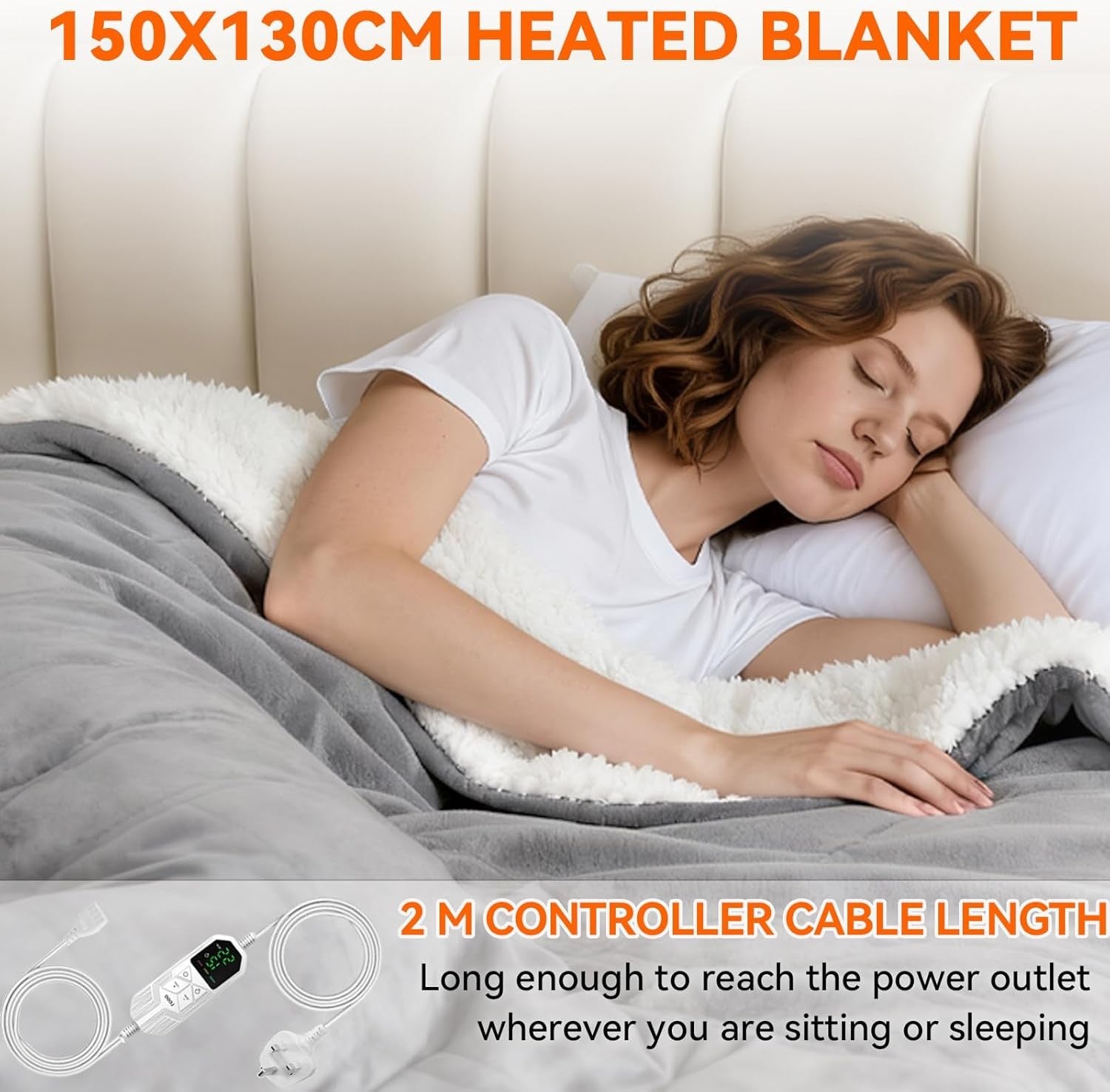Electric Heated Throw Blanket 150x130cm Fast Heating Auto Shut Off Soft Flannel