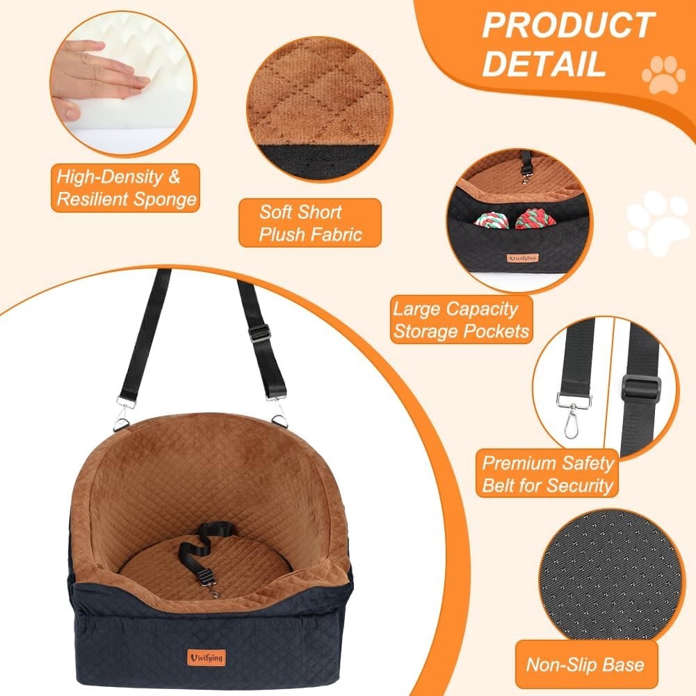 Dog Booster Car Seat Memory Foam Washable Travel Bed Small Dogs