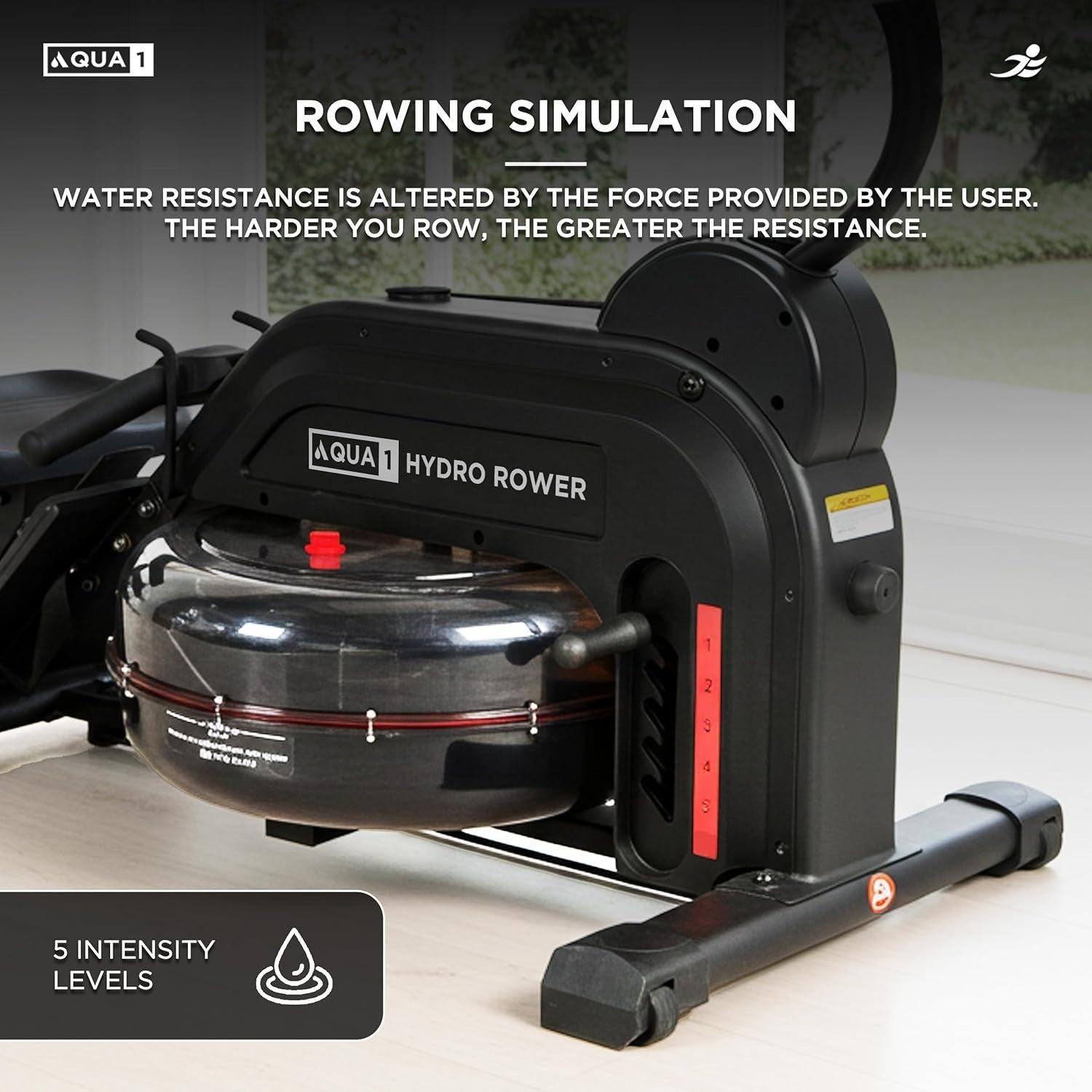 Hydro Water Rowing Machine Elastic Resistance LCD Home Rower Foldable 150KG