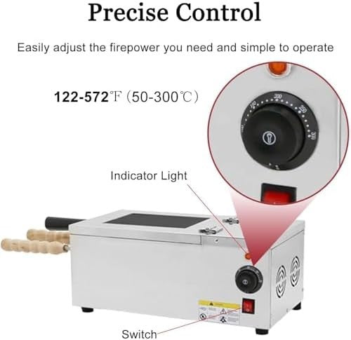 1500W Commercial Chimney Bread & Waffle Cone Maker with Adjustable Temp