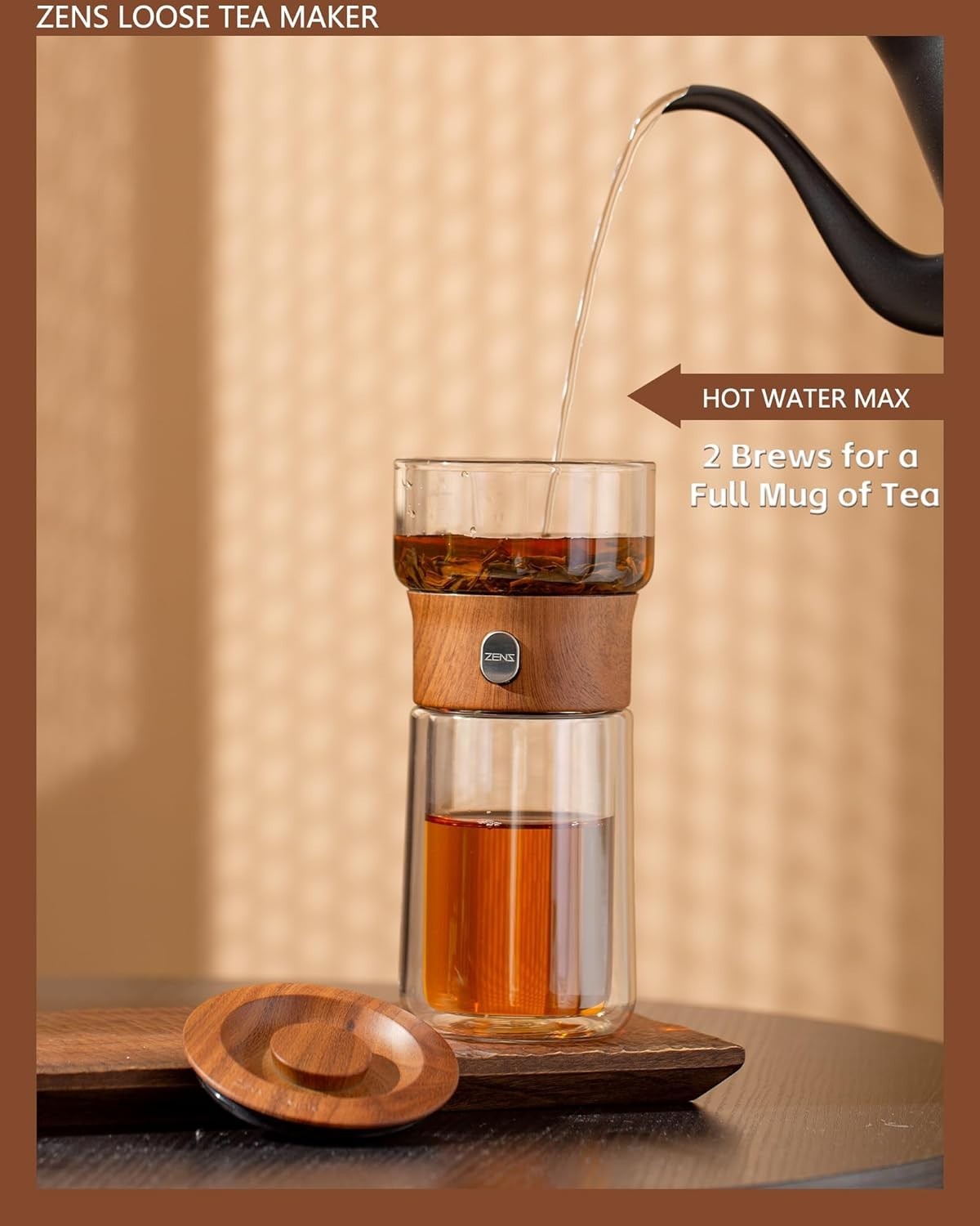 Glass Tea Infuser Teapot 270ml One Touch Brewer Loose Leaf Tea Set