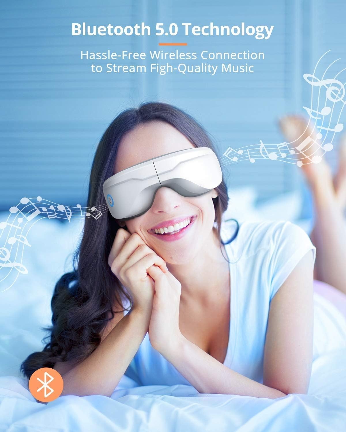 Heated Eye Massager Compression Vibration Bluetooth Sleep Aid
