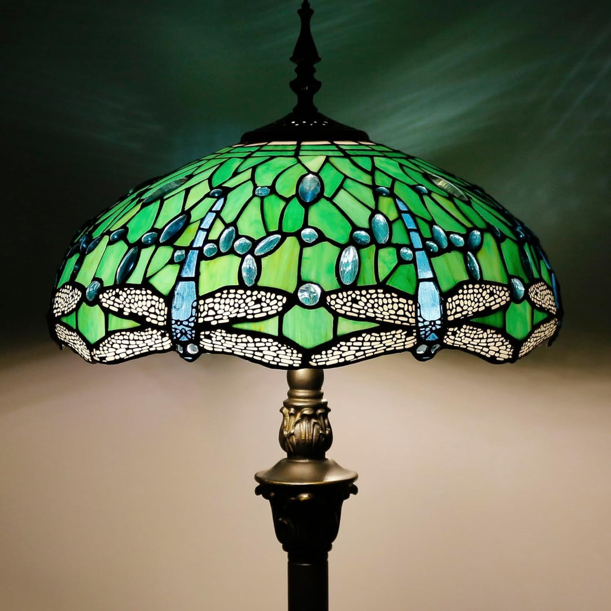 Stained Glass Tiffany Floor Lamp 70" Tall Antique Style Reading Light