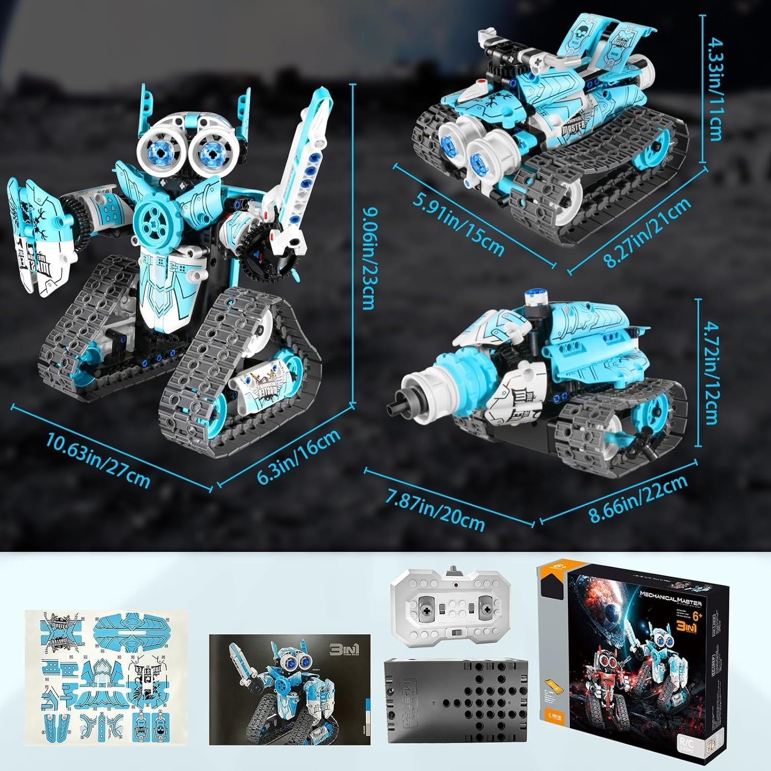 3-in-1 RC Robot Building Kit 398PCS – App & Remote Control STEM Toy Gift