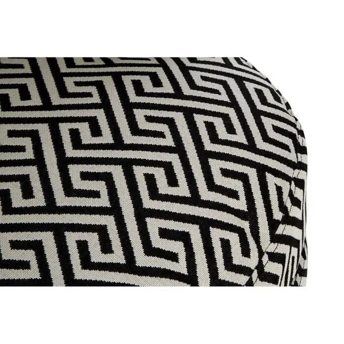 Greek Key Black Beige Accent Armchair | Round Jacquard Lounge Chair