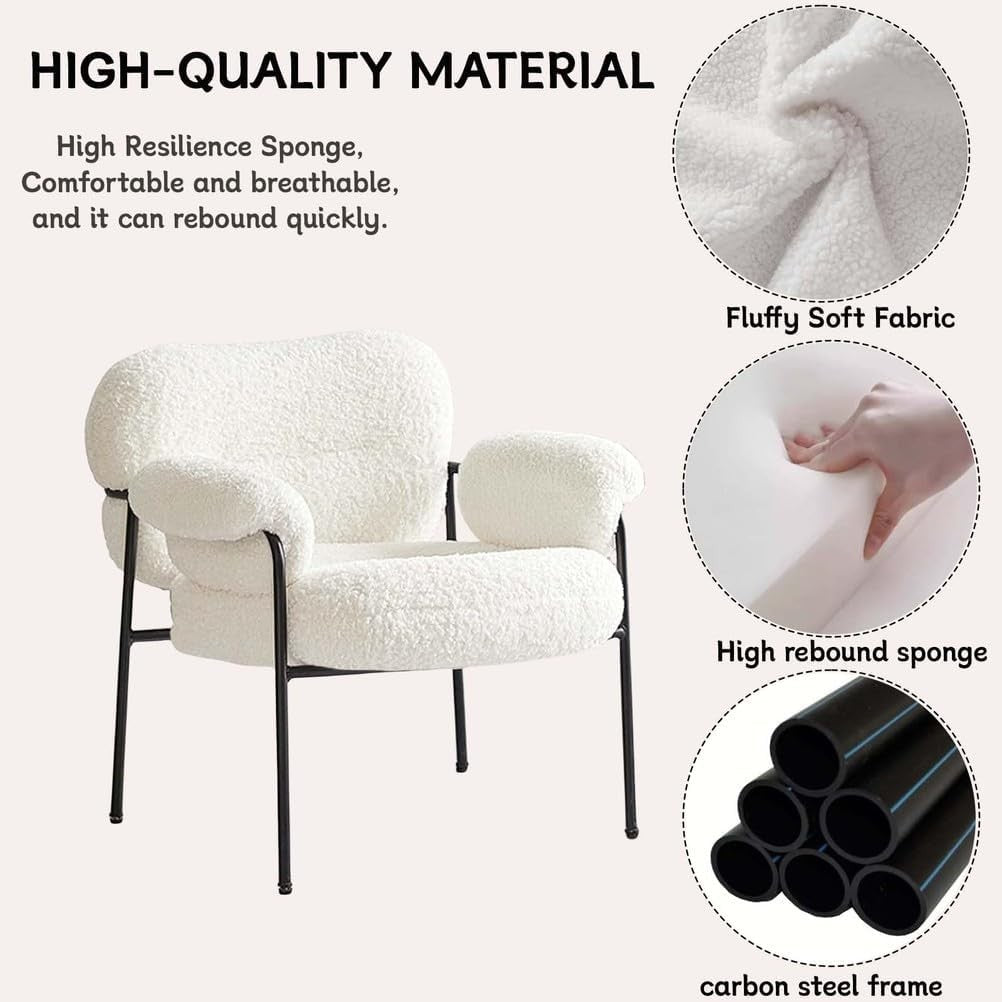 White Velvet Vanity Chair High Back Accent Armchair Gold Legs