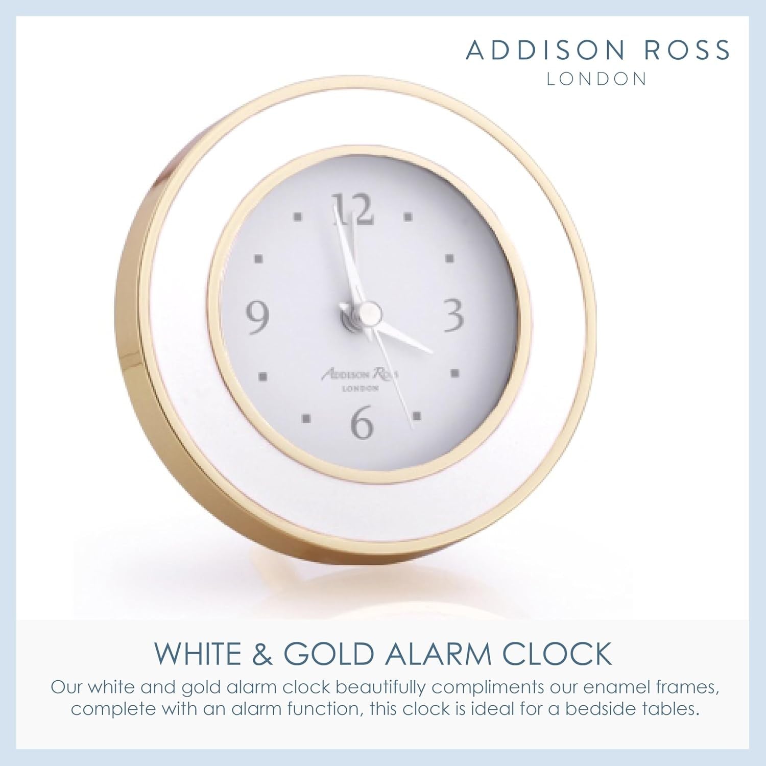 Silent Battery Alarm Clock Compact Bedside Gold White Non Ticking