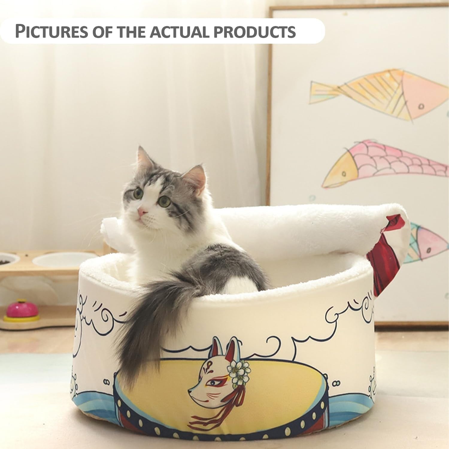 Cat Cave Bed Noodle Cup Self Warming Pet House Non Slip Masks M