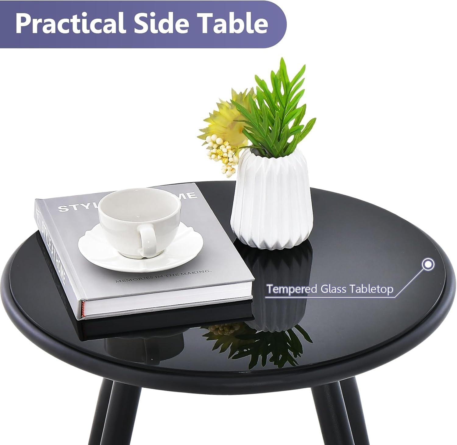 Modern Rattan Bistro Chair Set Tempered Glass Table Cushioned Garden Patio