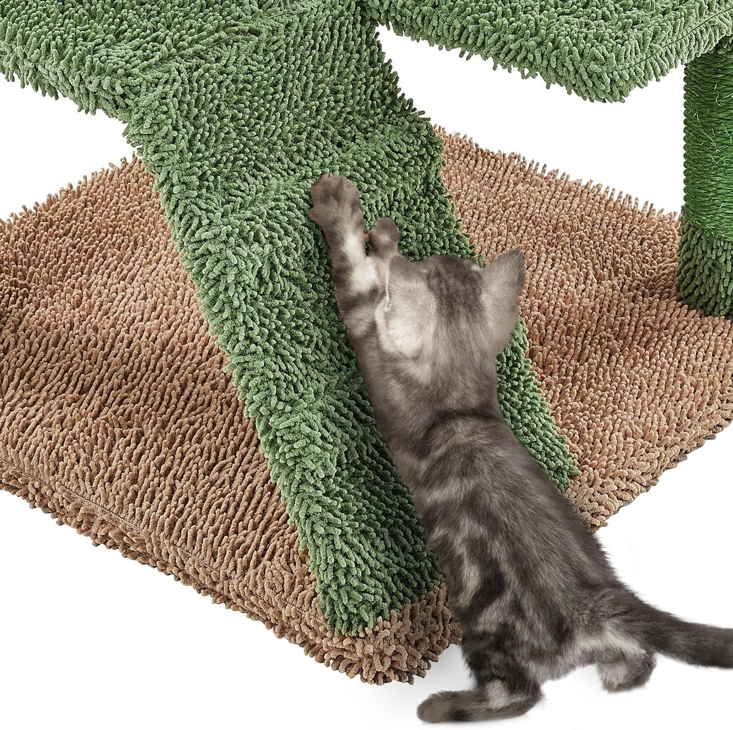 138cm Green Cactus Cat Tree Tower with Condo Scratching Posts Play Centre
