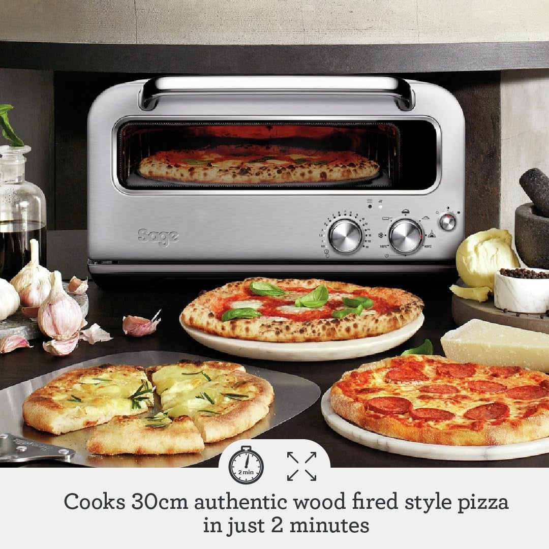 Sage Smart Pizzaiolo Electric Pizza Oven | 400°C Indoor Stone Oven Stainless
