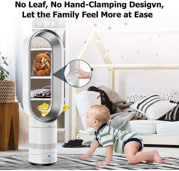 56cm Tower Fan Grey Bladeless Cooling Fan w/ Remote – 8H Timer & Air Purifier