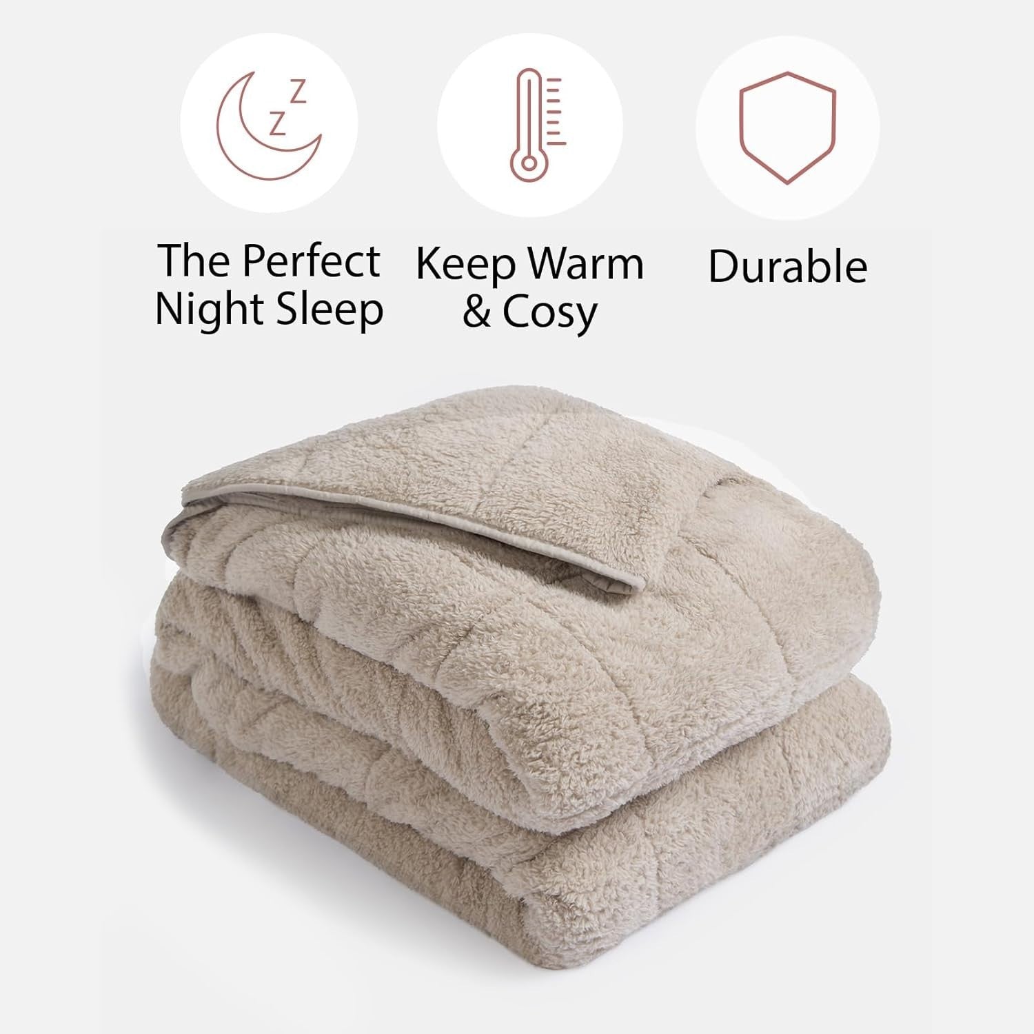 Teddy Fleece Weighted Blanket Natural 8kg 150x200cm Calming Comfort