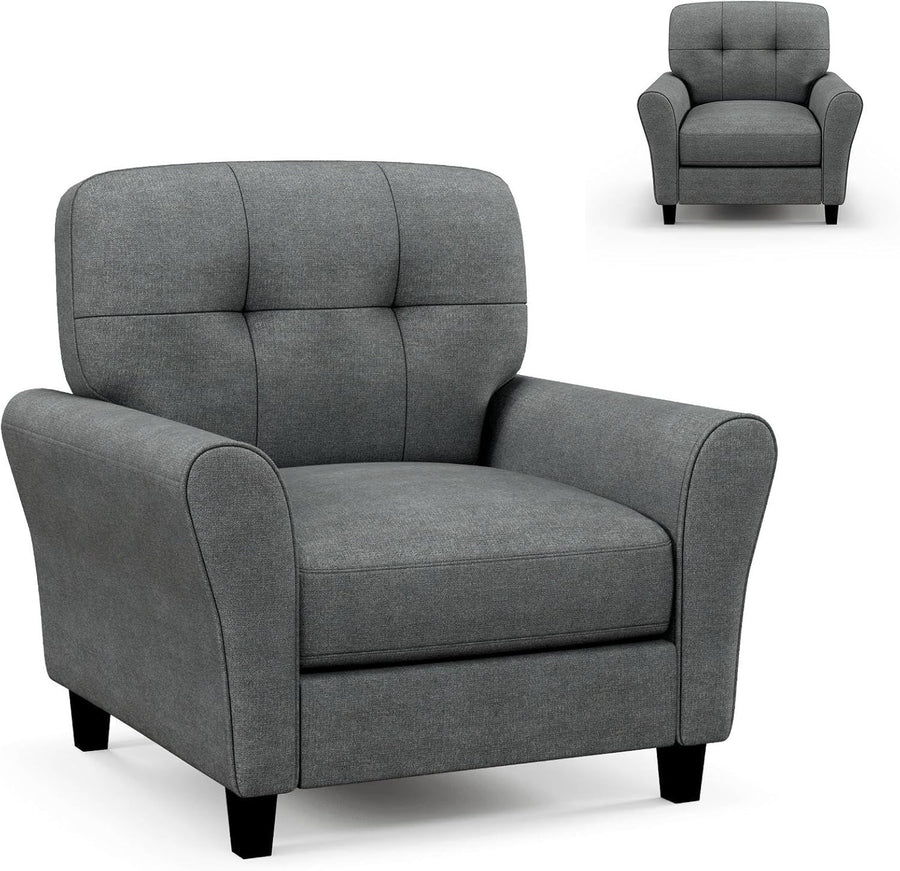 Modern Tufted Accent Chair Grey Lounge Sofa with Removable Cushions