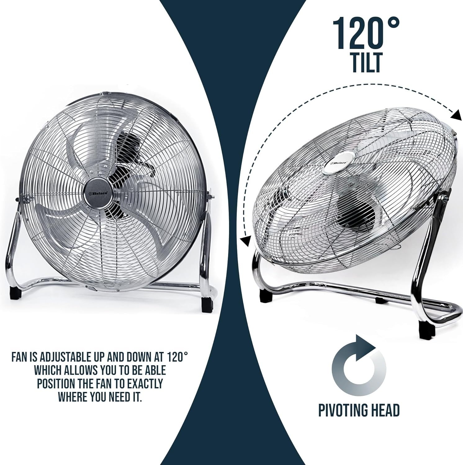 18" Chrome Metal Floor Fan High-Velocity 3-Speed Cooling Desk Floor Fan